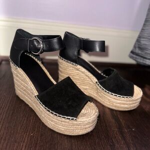 Black Espadrille Wedge Sandals